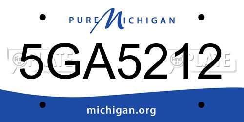 5GA5212 Michigan License Plate