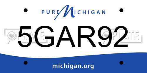5GAR92 Michigan License Plate