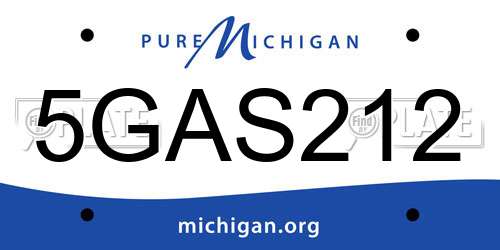 5GAS212 Michigan License Plate