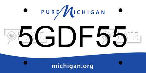 5GDF55 Michigan License Plate