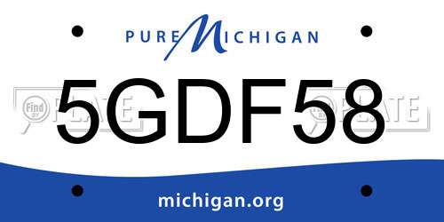 5GDF58 Michigan License Plate
