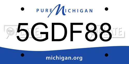 5GDF88 Michigan License Plate