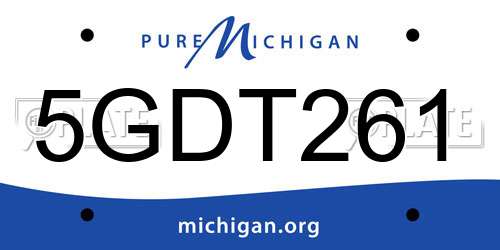 5GDT261 Michigan License Plate