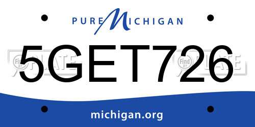 5GET726 Michigan License Plate