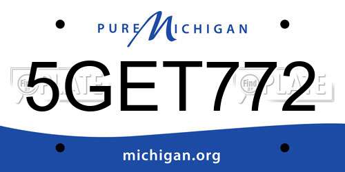 5GET772 Michigan License Plate