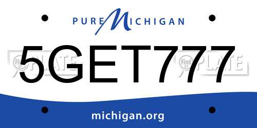 5GET777 Michigan License Plate