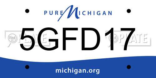 5GFD17 Michigan License Plate