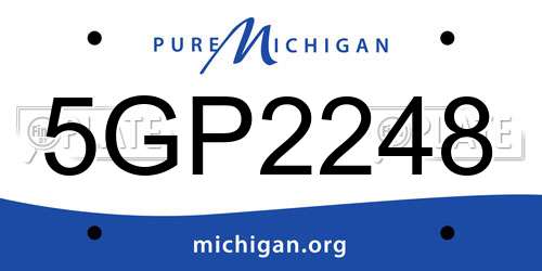 5GP2248 Michigan License Plate