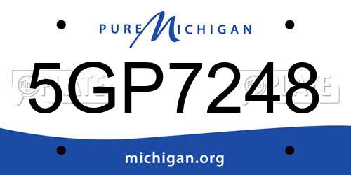 5GP7248 Michigan License Plate