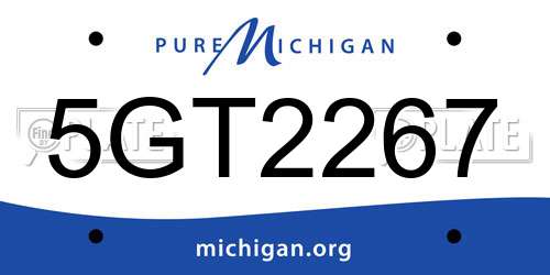 5GT2267 Michigan License Plate