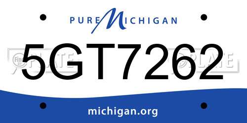 5GT7262 Michigan License Plate