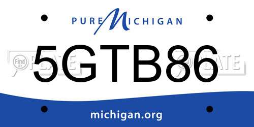 5GTB86 Michigan License Plate