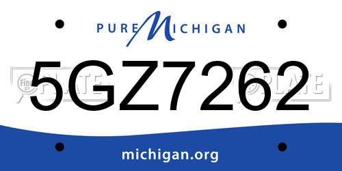 5GZ7262 Michigan License Plate