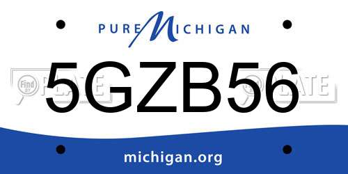 5GZB56 Michigan License Plate