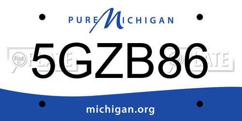 5GZB86 Michigan License Plate