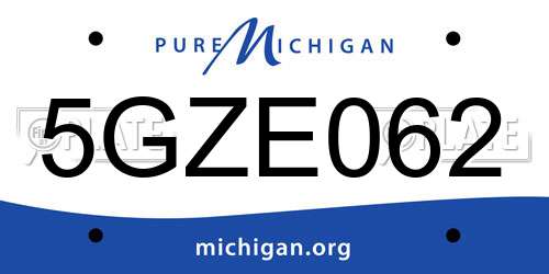 5GZE062 Michigan License Plate