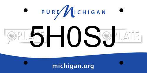 5H0SJ Michigan License Plate