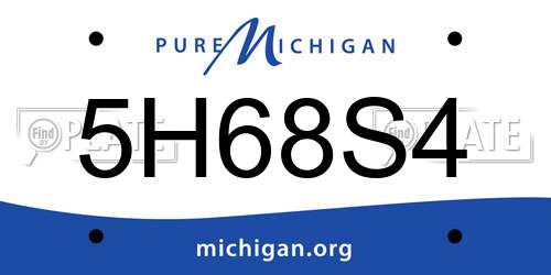 5H68S4 Michigan License Plate