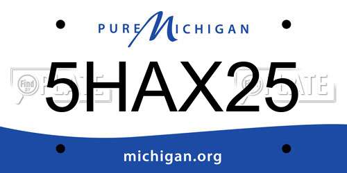 5HAX25 Michigan License Plate