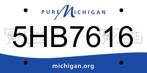 5HB7616 Michigan License Plate