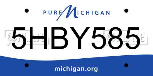 5HBY585 Michigan License Plate
