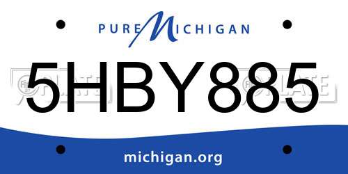 5HBY885 Michigan License Plate