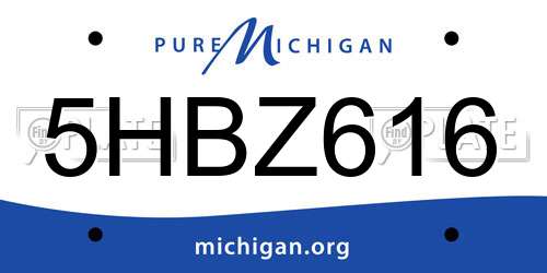 5HBZ616 Michigan License Plate