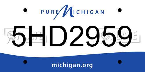 5HD2959 Michigan License Plate