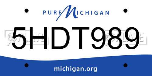 5HDT989 Michigan License Plate