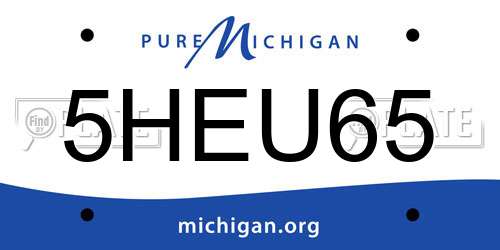 5HEU65 Michigan License Plate
