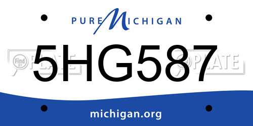 5HG587 Michigan License Plate