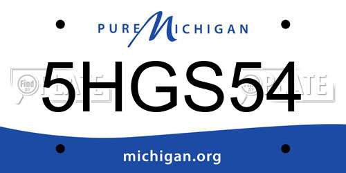 5HGS54 Michigan License Plate