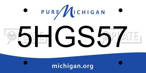 5HGS57 Michigan License Plate