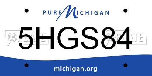 5HGS84 Michigan License Plate