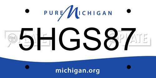 5HGS87 Michigan License Plate