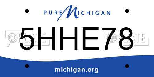 5HHE78 Michigan License Plate