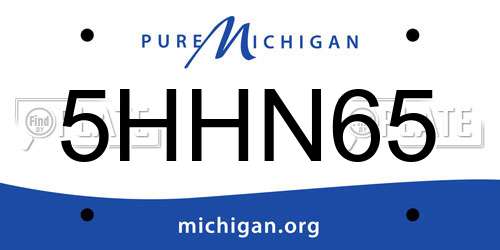 5HHN65 Michigan License Plate