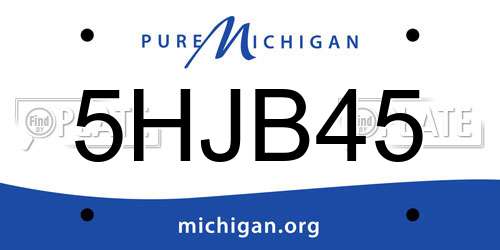 5HJB45 Michigan License Plate