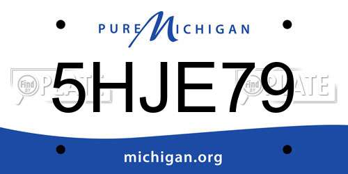 5HJE79 Michigan License Plate