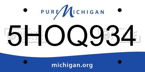 5HOQ934 Michigan License Plate