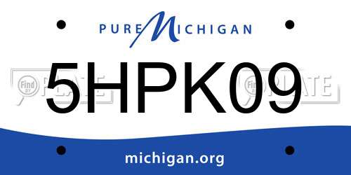 5HPK09 Michigan License Plate