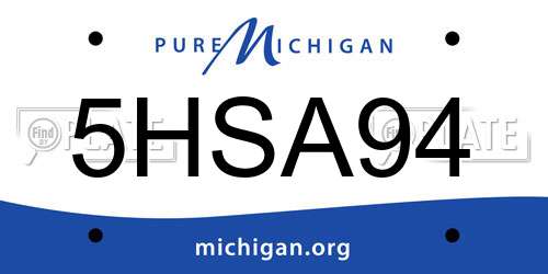 5HSA94 Michigan License Plate