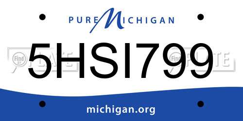 5HSI799 Michigan License Plate