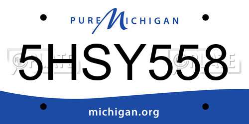 5HSY558 Michigan License Plate