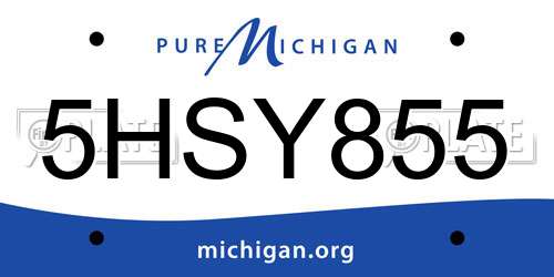 5HSY855 Michigan License Plate