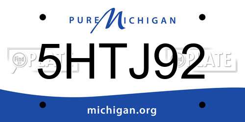 5HTJ92 Michigan License Plate
