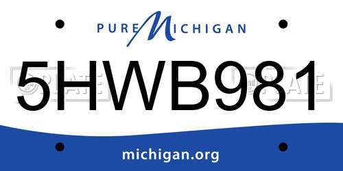 5HWB981 Michigan License Plate