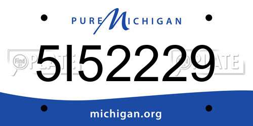 5I52229 Michigan License Plate