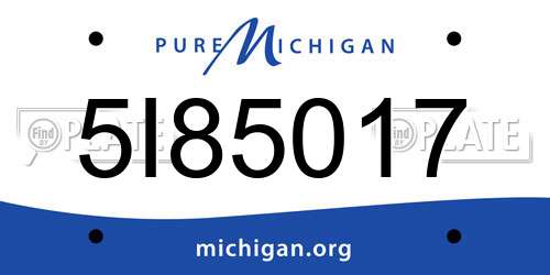 5I85017 Michigan License Plate