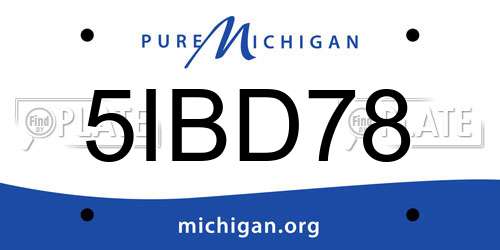 5IBD78 Michigan License Plate